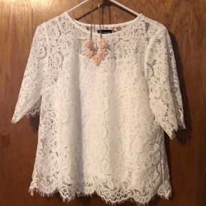 SALE! NWOT White Lace Top By Wantable